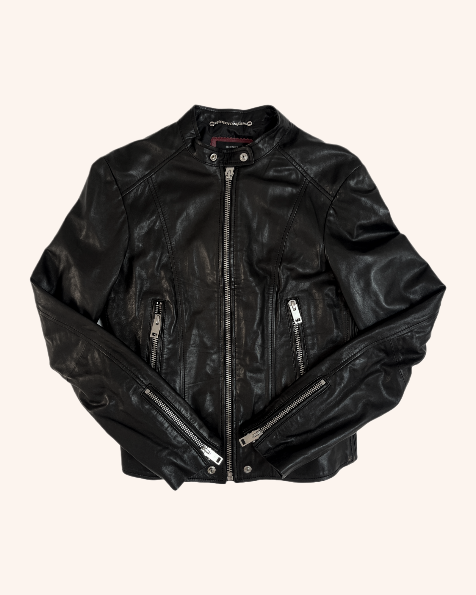 Diesel - Leather Zip Up Jacket