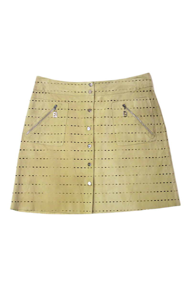 FENDI - Lazer Cut Suede Skirt
