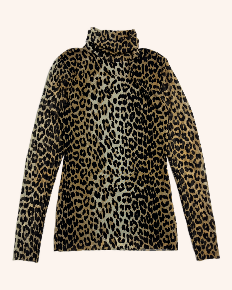 Ganni - Leopard Print Mesh Top