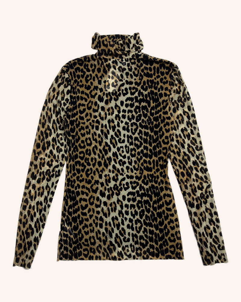 Ganni - Leopard Print Mesh Top