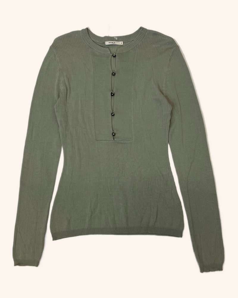 Marle - Knit 3/4 Button Up Top