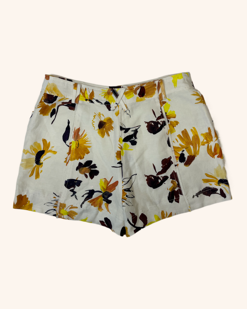 Aje - Linen Blend Floral Shorts