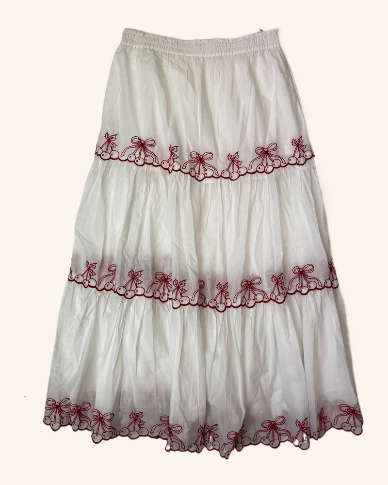LoveShackFancy - Cherry Embroidery Skirt