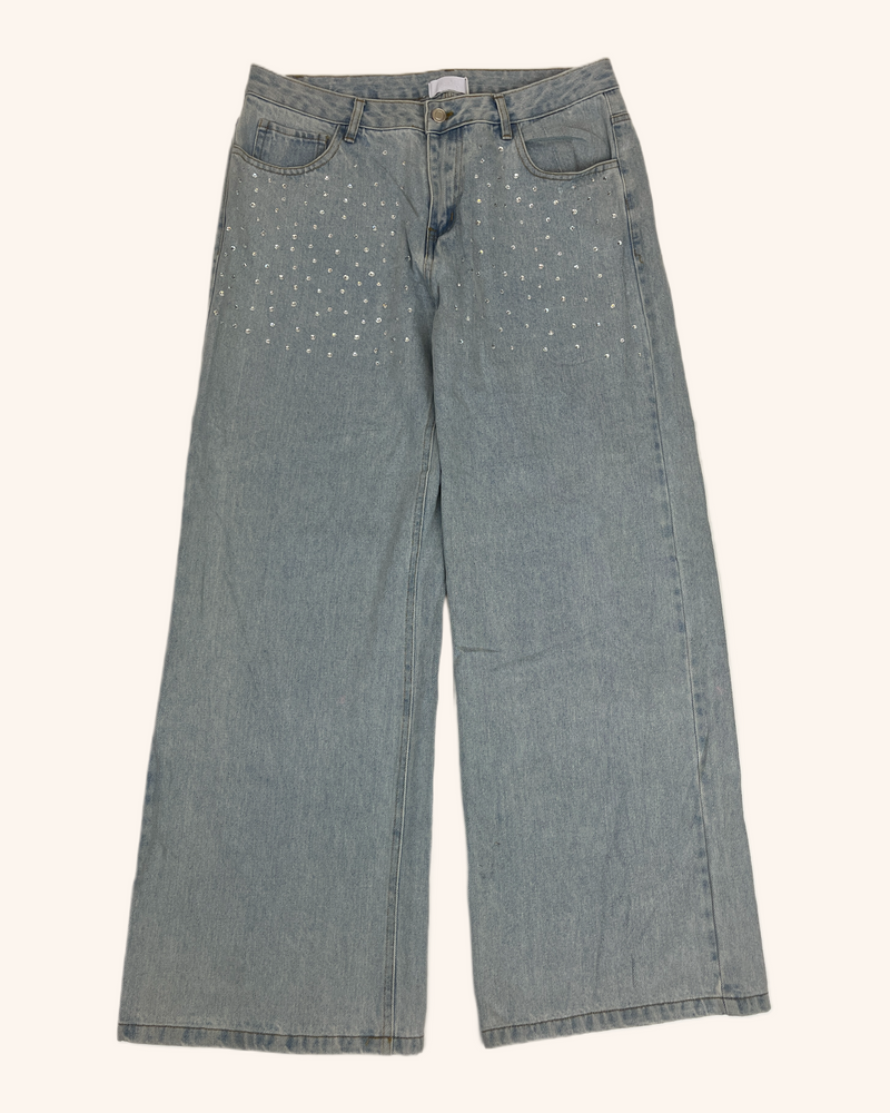 Isalis - Rhinestone Baggy Jeans