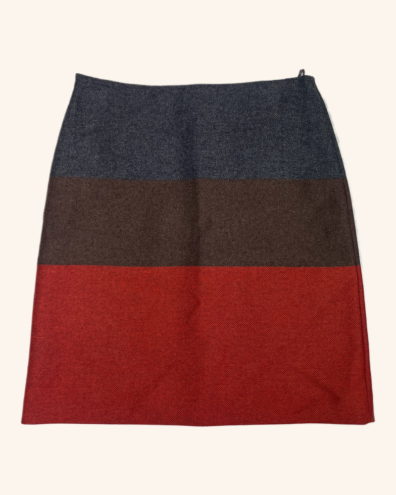 Hugo Boss - Wool Blend Tri-Tone Midi Skirt