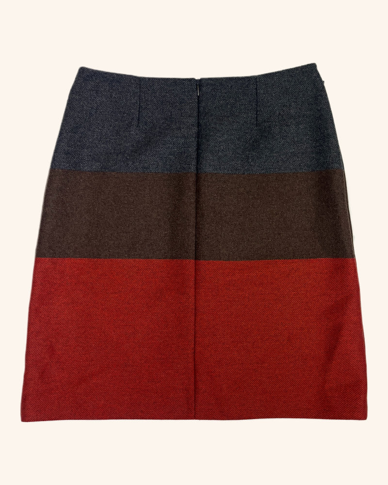 Hugo Boss - Wool Blend Tri-Tone Midi Skirt