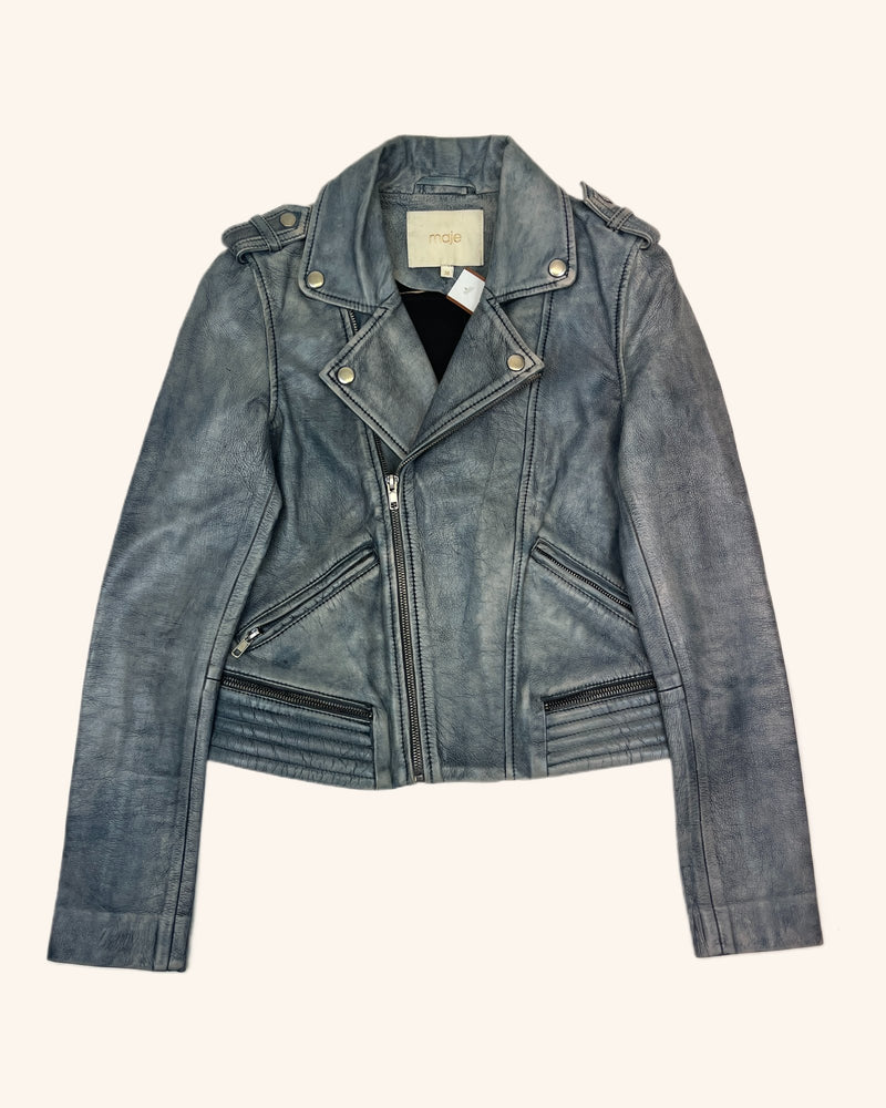 Maje - Faded-Effect Leather Jacket
