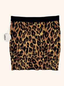 Staud - Knit Leopard Print Mini Skirt