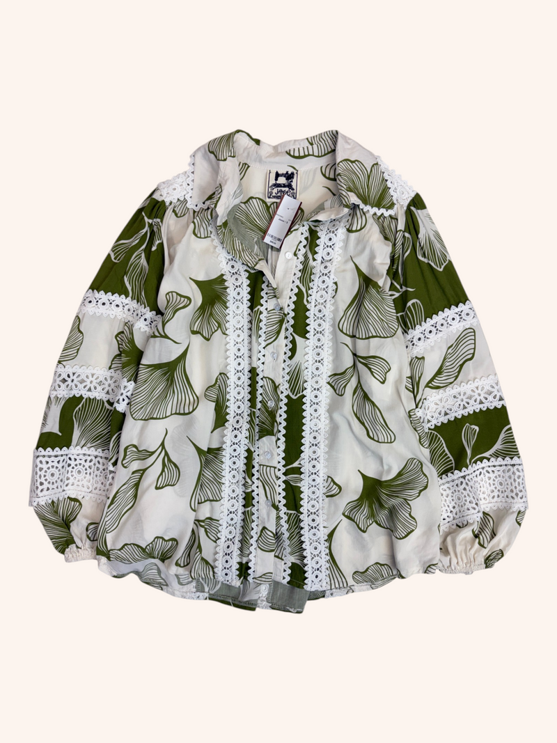 Jaase - Lace Paneled Button Up