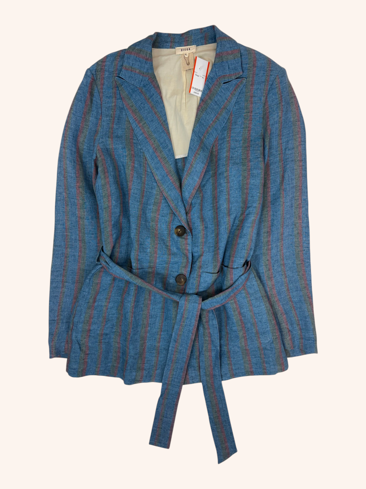 Diega - Striped Tie Waist Blazer