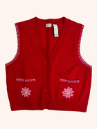 Ruby - Flower Pocket Knit Vest