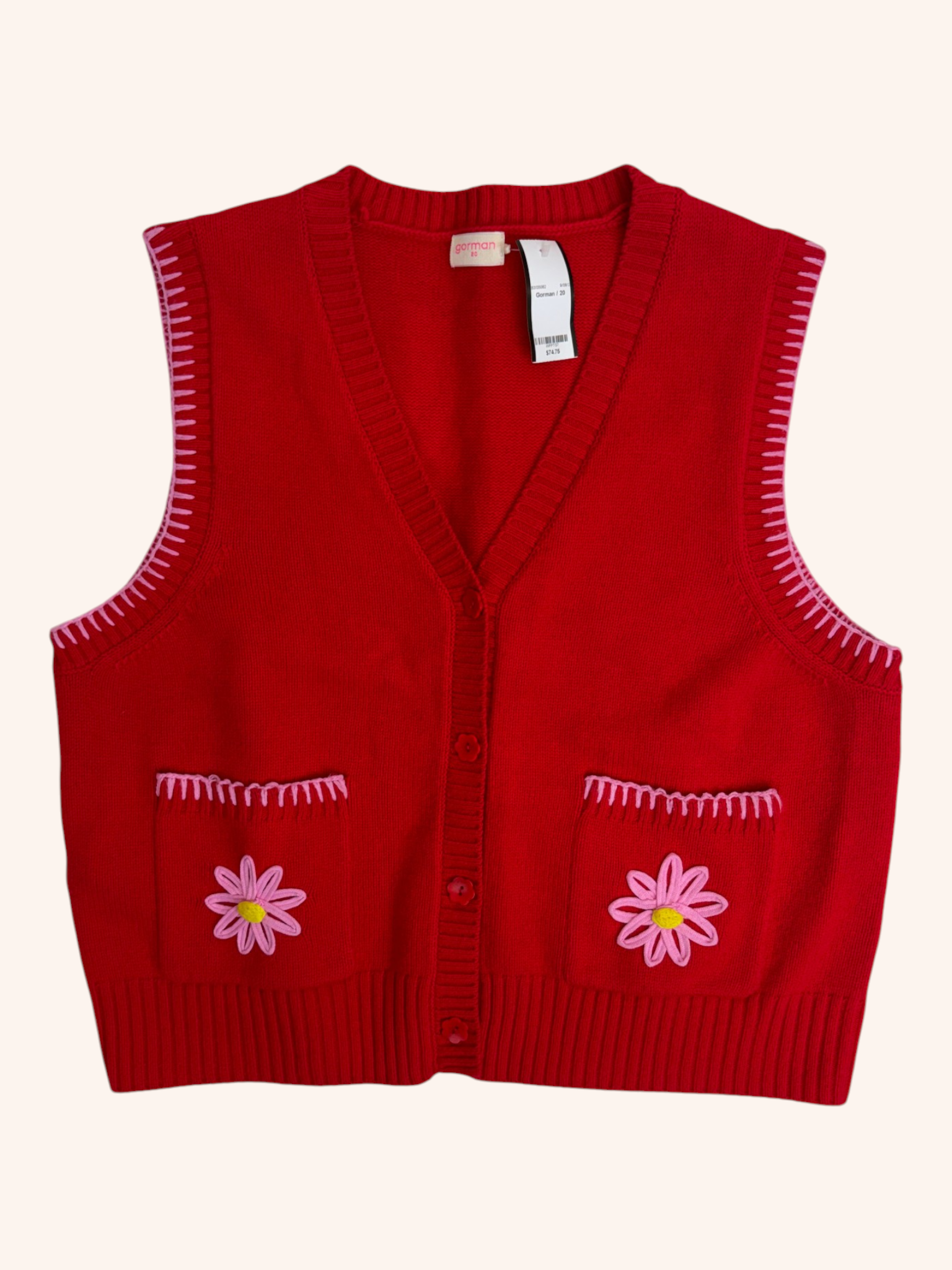 Ruby - Flower Pocket Knit Vest