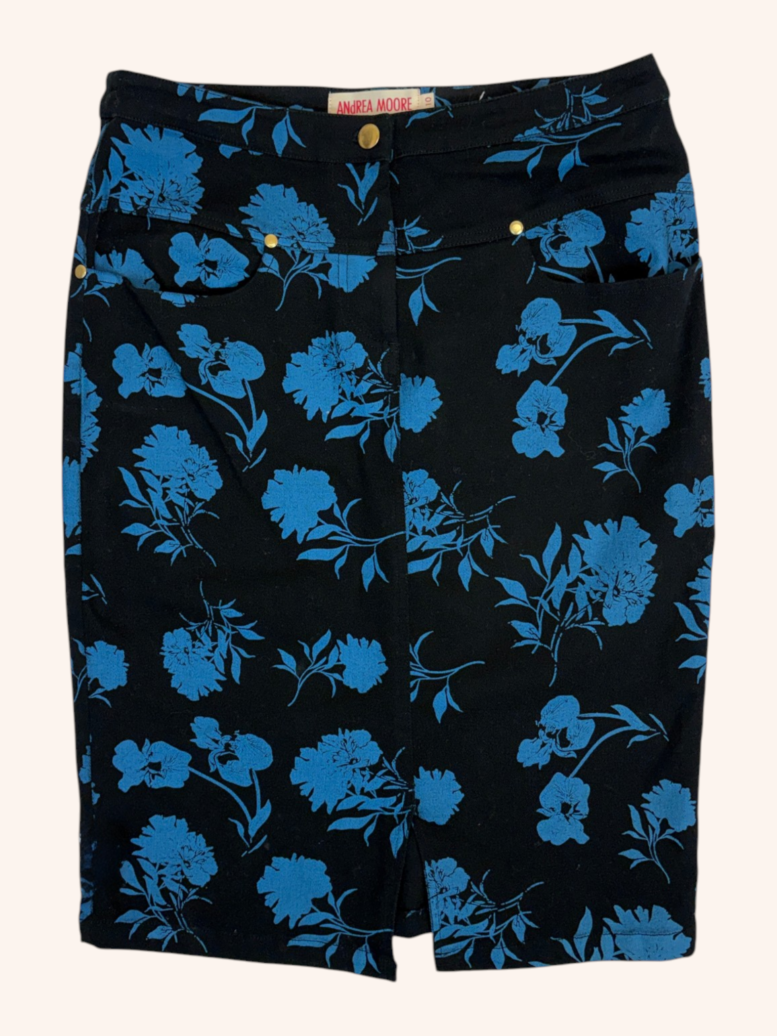 Andrea Moore - Floral Denim Midi Skirt
