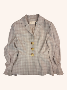 Keepsake - Ruffle Sleeve Grid Print Blazer