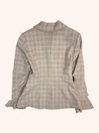 Keepsake - Ruffle Sleeve Grid Print Blazer