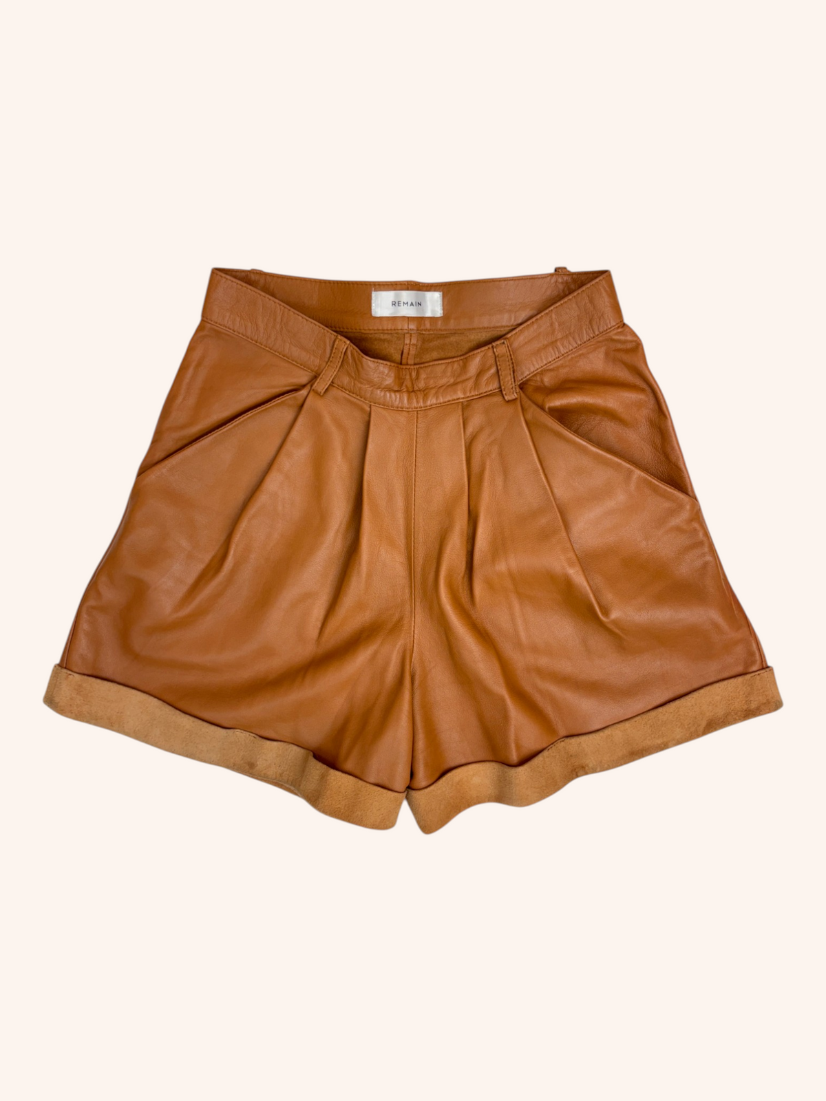 Remain - Leather Pleated Shorts