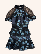 Self Portrait - Mesh Floral Overlay Mini Dress