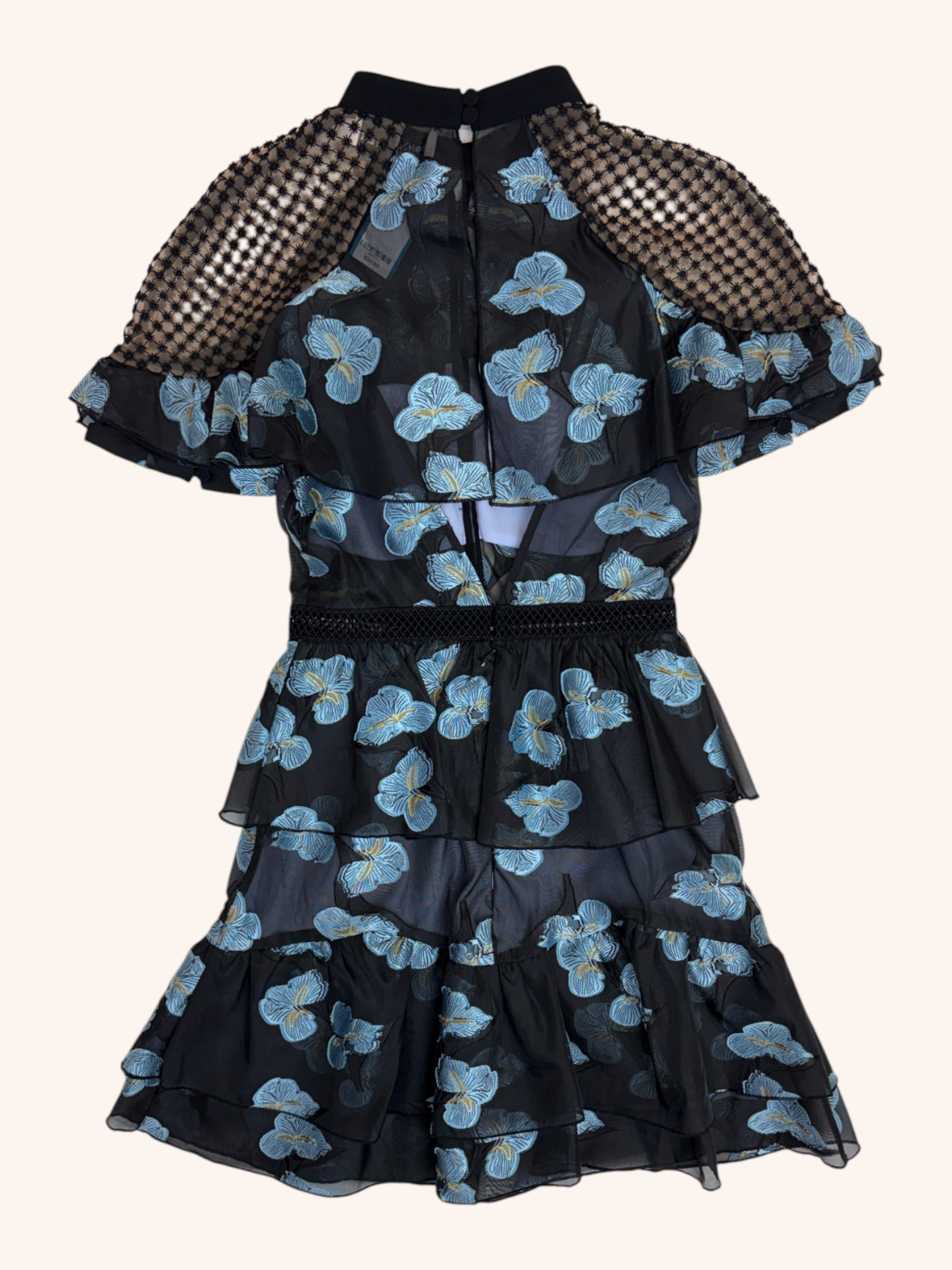 Self Portrait - Mesh Floral Overlay Mini Dress