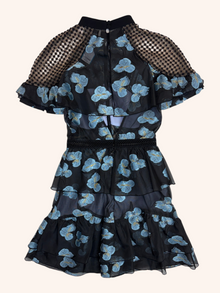 Self Portrait - Mesh Floral Overlay Mini Dress