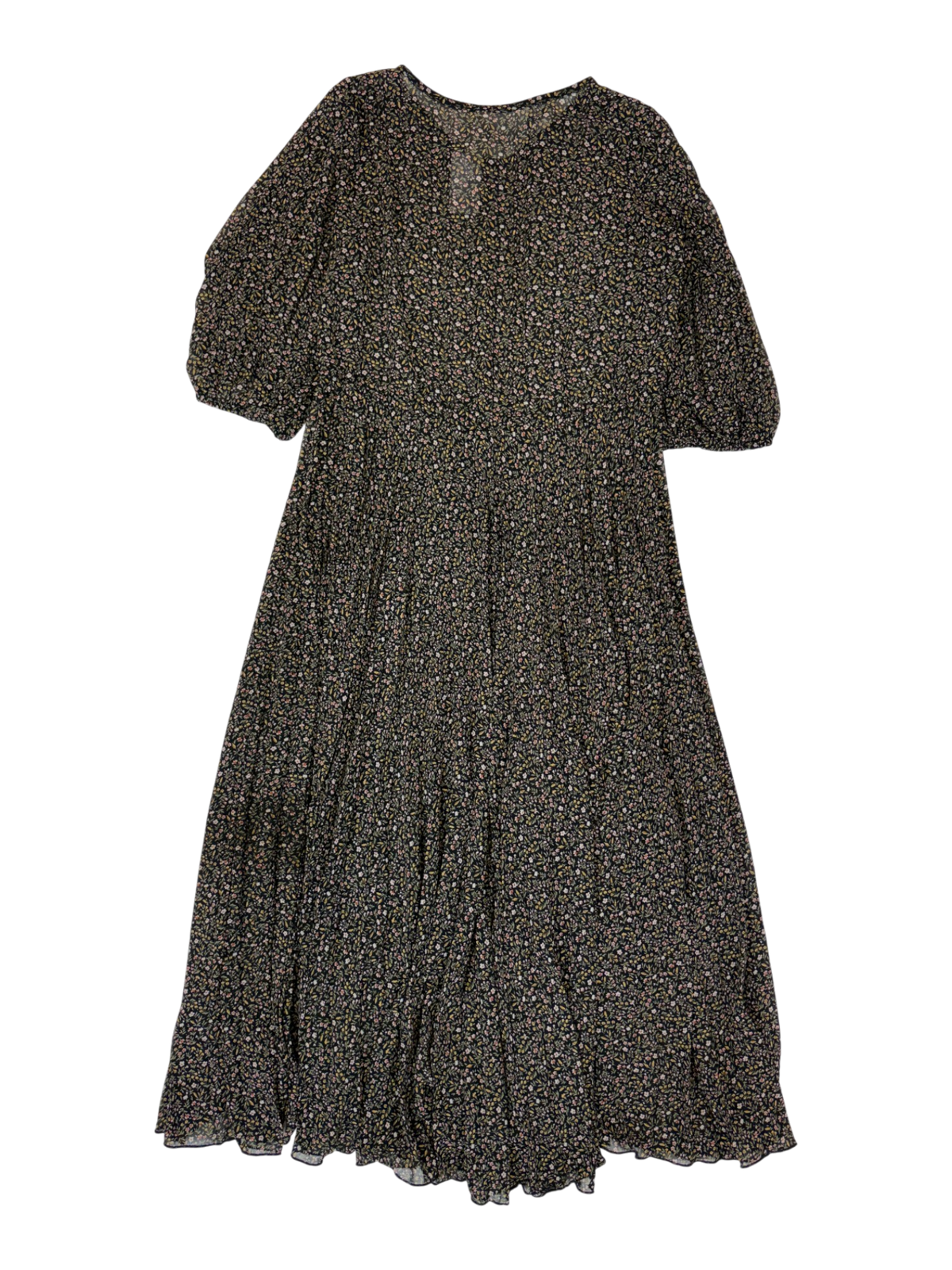 Sylvester - Micro Pleated Puff Sleeve Maxi Dress