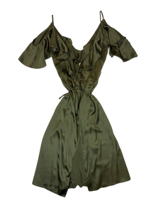 Cooper - Silk Cold Shoulder Wrap Midi Dress