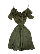 Cooper - Silk Cold Shoulder Wrap Midi Dress