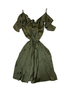 Cooper - Silk Cold Shoulder Wrap Midi Dress