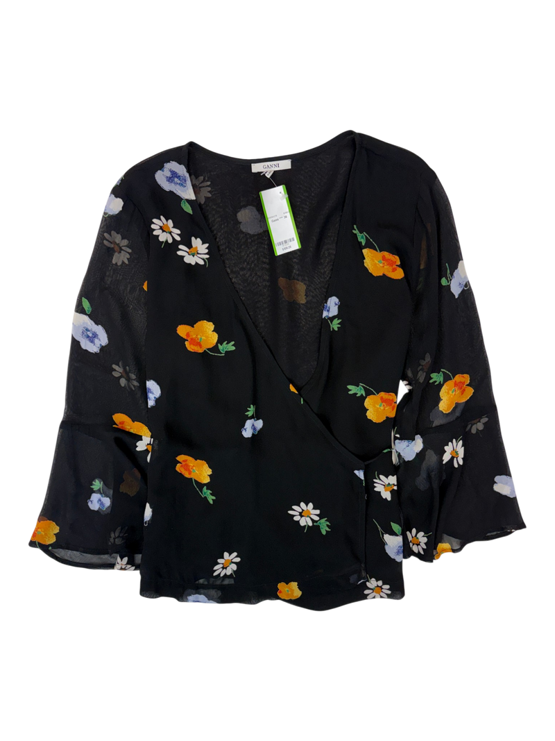 Ganni - Floral Wrap Top