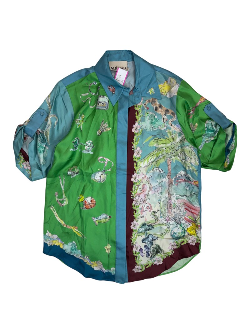 Alemais - Silk Colourblock Art Print Shirt
