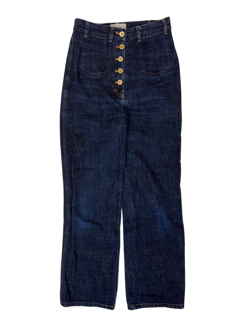Penny Sage - High Waisted Button Up Jeans