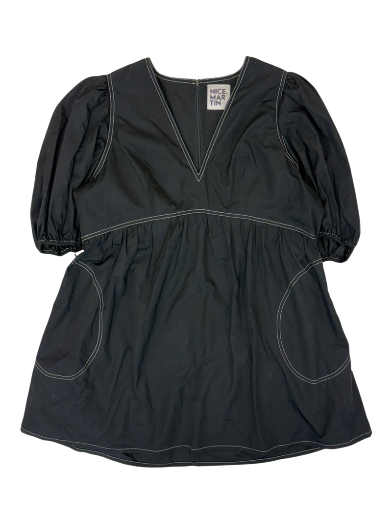 Nice Martin - Contrast Stitch Puff Sleeve Mini Dress