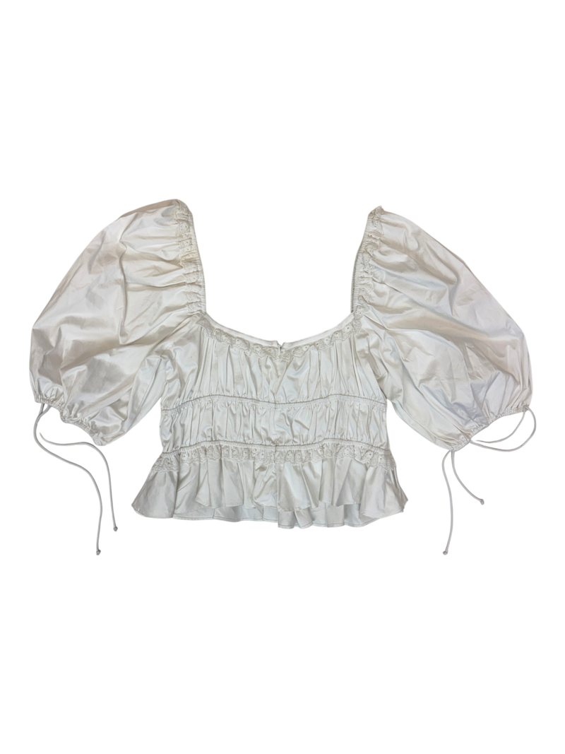 For Love & Lemons - Puff Sleeve Lace Detail Cropped Top